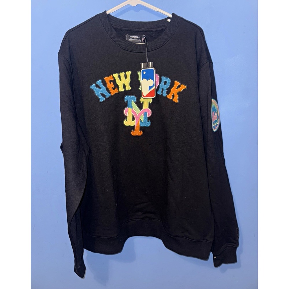 Pro Standard New York Mets Mens Black XL Crewneck Fleece Pullover MPN LNMS35402